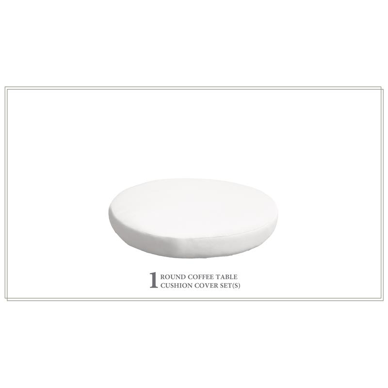 TK Classics 6 inches High Back Cushion for Round Ottoman in Sail White