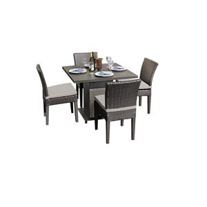 belle square dining table with 4 armless chairs