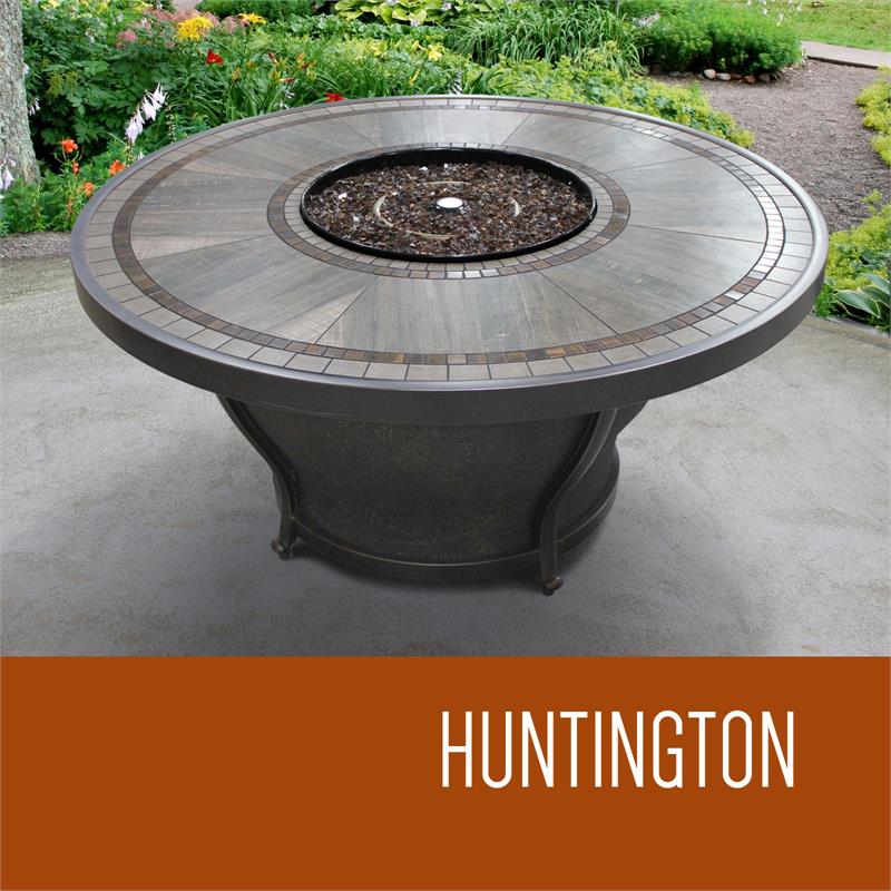 Huntington - 48 Inch Round Porcelain Top Gas Fire Pit Table - FP
