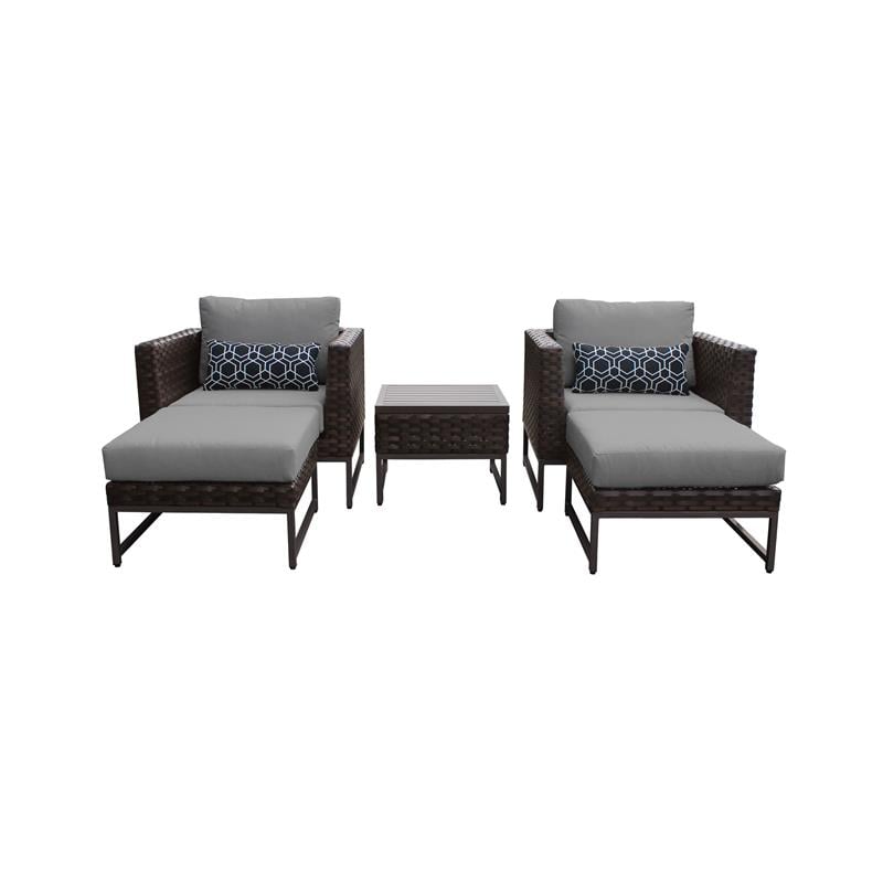 AMALFI 5 Piece Wicker Patio Furniture Set 05b in Brown and Gray Cymax