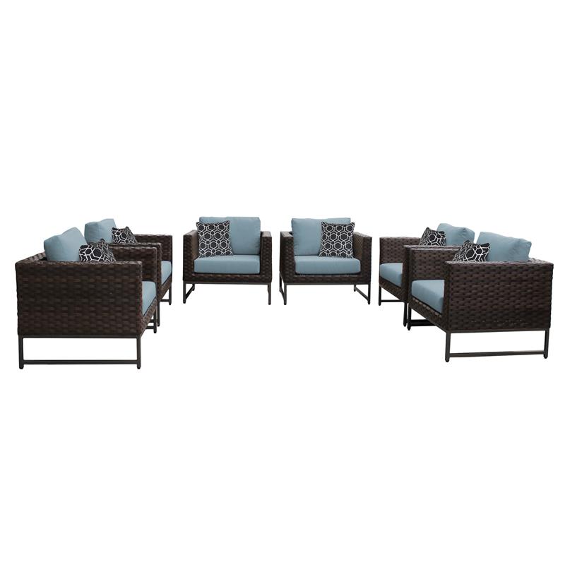 AMALFI 6 Piece Wicker Patio Furniture Set 06w in Brown and Spa Cymax