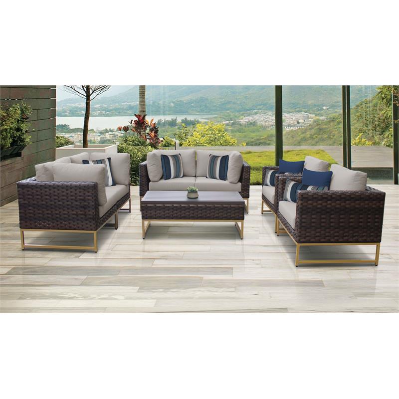 Barcelona 7 Piece Wicker Patio Furniture Set 07e In Gold Barcelona 07e Gld