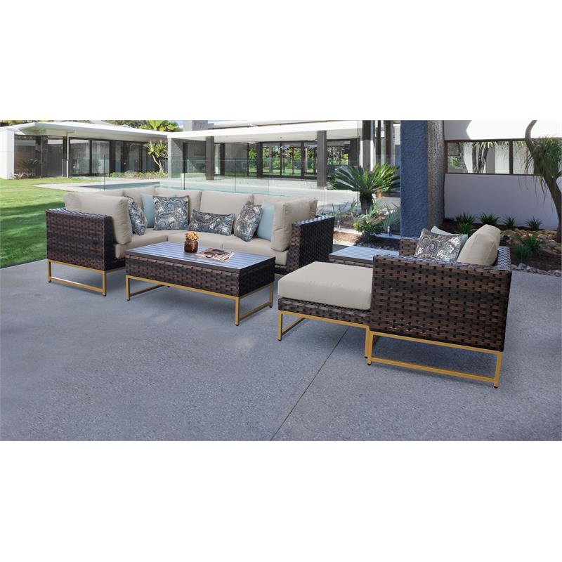 Details About Barcelona 8 Piece Outdoor Wicker Patio Furniture Set 08n In Beige
