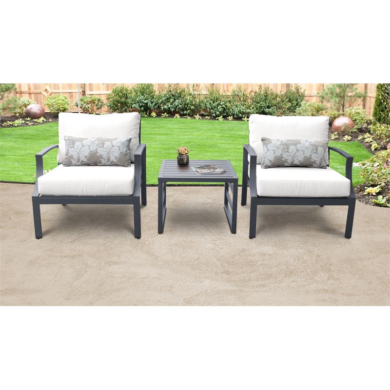 Tk Classics Lexington 3 Piece Aluminum Patio Furniture Set 03a In White Lexington 03a White