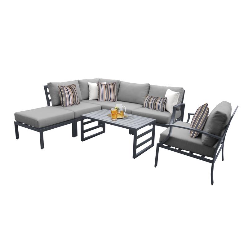 TK Classics Lexington 7 Piece Aluminum Patio Furniture Set 07f in Grey ...