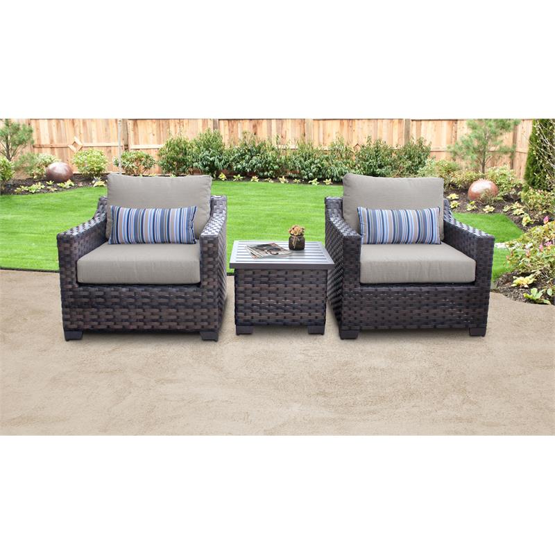 kathy ireland River Brook 3 Piece Outdoor Wicker Patio Furniture Set