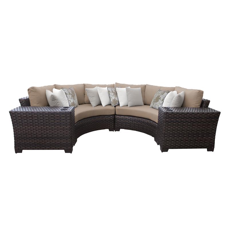 Kathy Ireland River Brook 4 Piece Wicker Patio Furniture Set 04a In Wheat