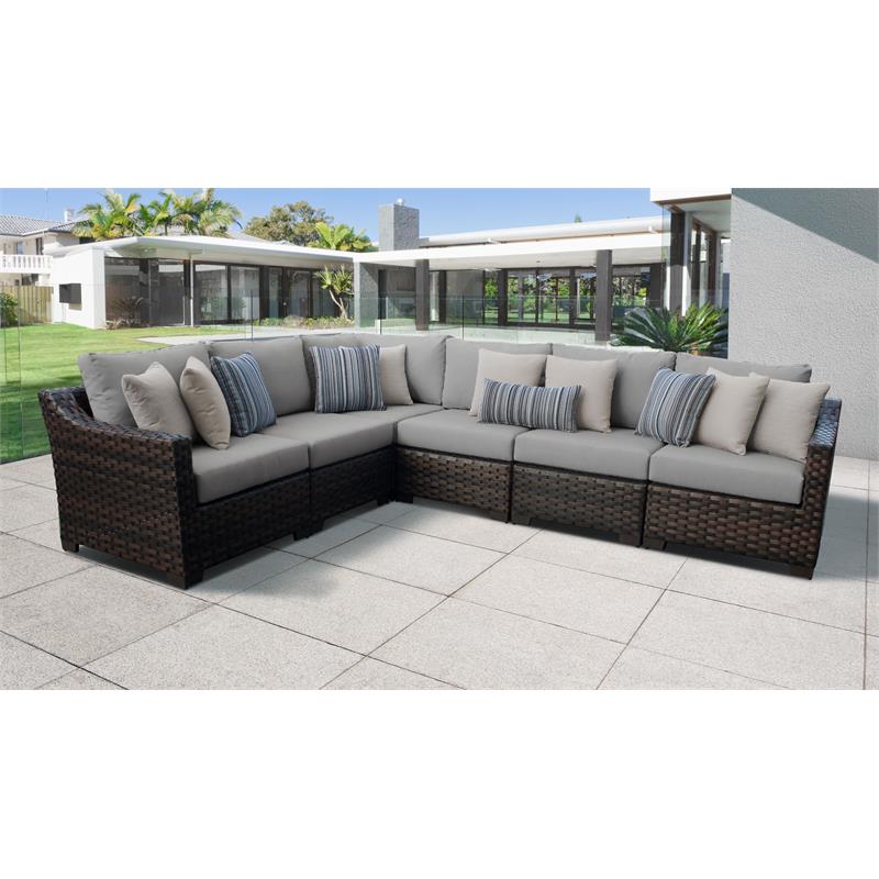 Grey Wicker Patio Furniture : Outdoor Patio Furniture Sectional With