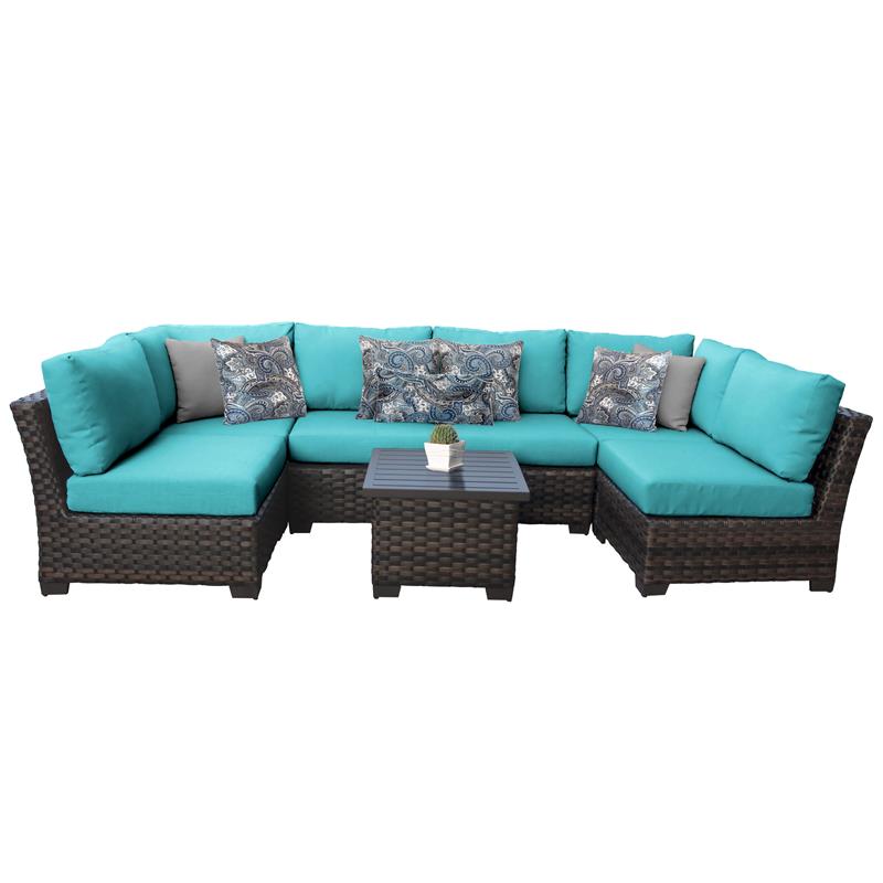 River brook patio sectional with online cushions