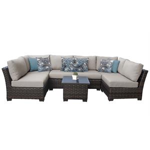 kathy ireland river brook 7 piece outdoor wicker patio furniture set 07c