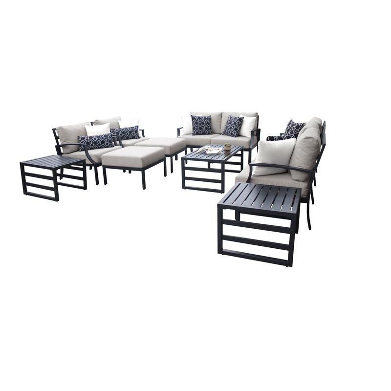 TK Classics Lexington 12 Piece Aluminum Patio Furniture Set 12h in Ash