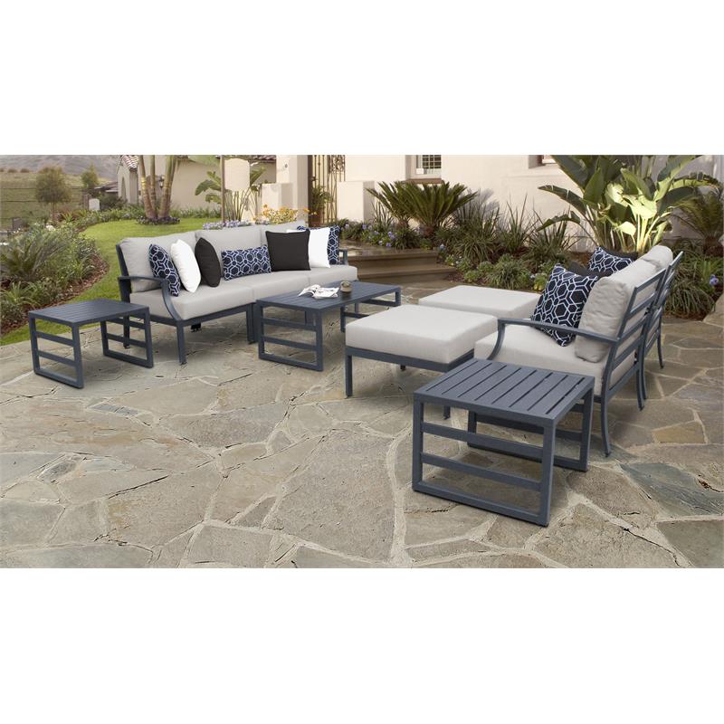 TK Classics Lexington 10 Piece Aluminum Patio Furniture Set 10c in Ash ...