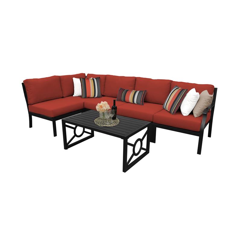 Kathy Ireland Madison Ave 6 Piece Aluminum Patio Sofa Set 06q In Terracotta