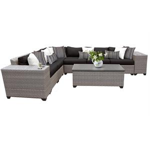 tk classics florence 9 piece wicker sectional set with beige cushions