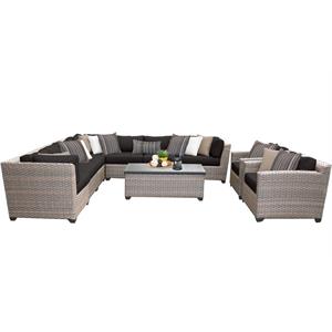 Florence 10 Piece Outdoor Wicker Patio Furniture Set 10a in Black