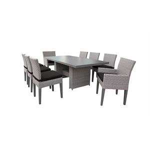 Florence Rectangular Outdoor Patio Dining Table With 8 Chairs in Black