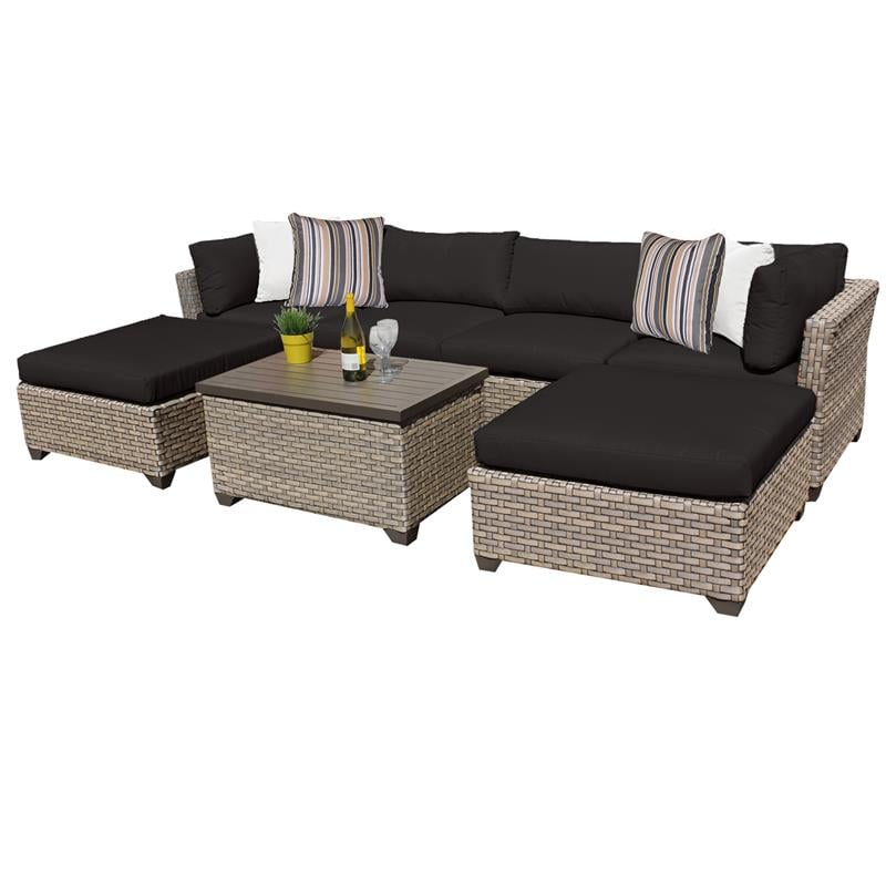 Monterey 7 Piece Outdoor Wicker Patio Furniture Set 07b In Black Monterey 07b Black