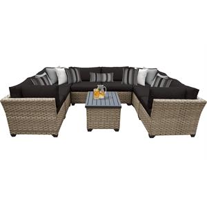 monterey 9 piece outdoor wicker patio furniture set 09a in black
