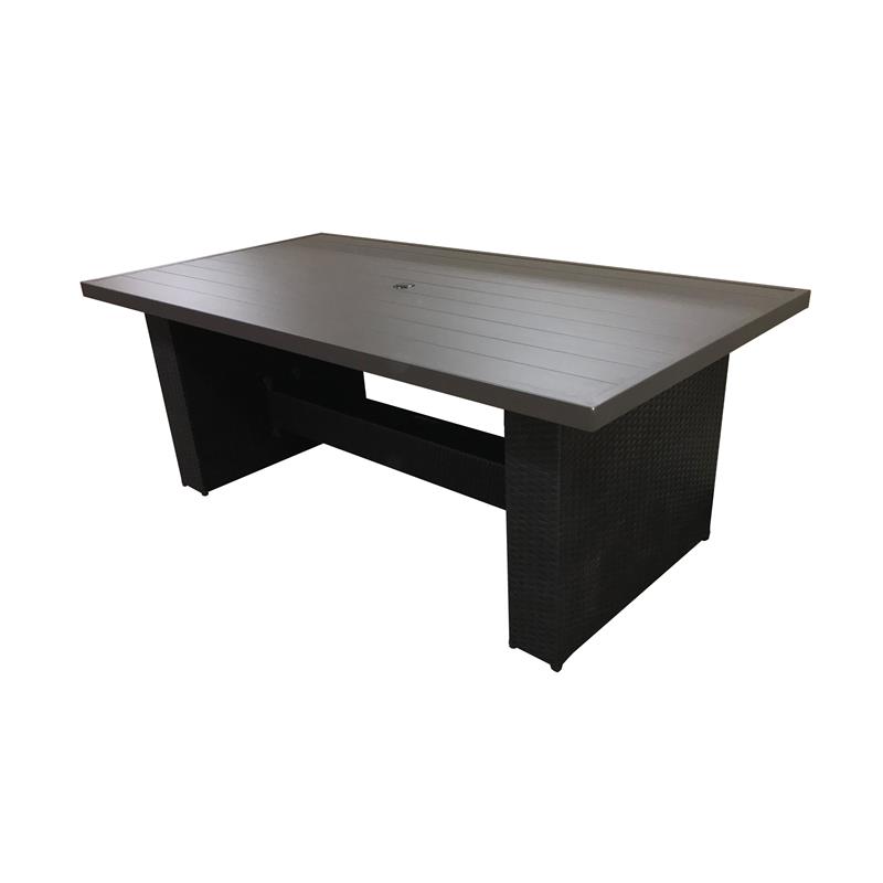 Belle Patio Dining Table with 8 Armless Chairs in Black