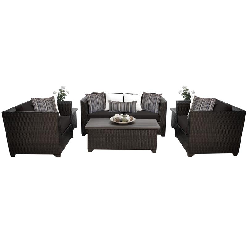 Barbados 7 Piece Outdoor Wicker Patio Furniture Set 07d In Black Barbados 07d Black