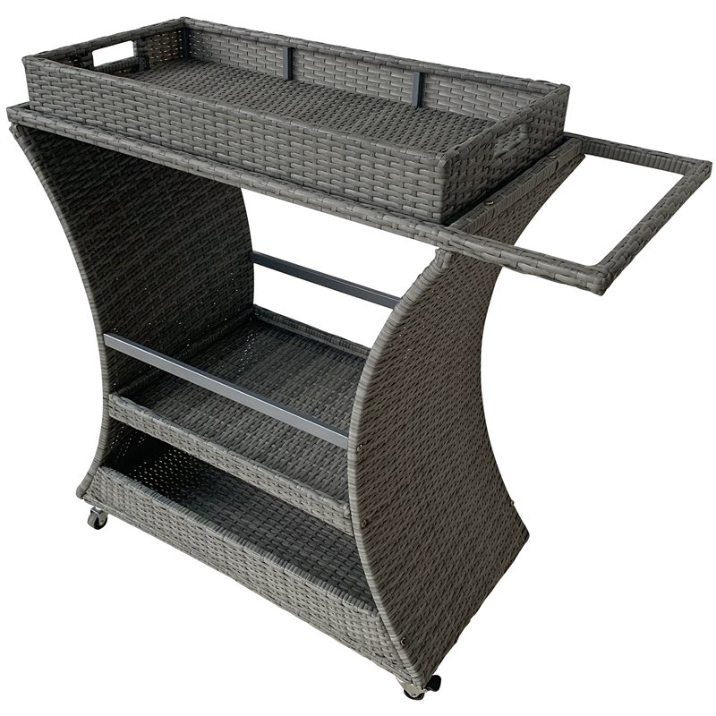 Butler Selena Grey & White Rattan Bar Cart