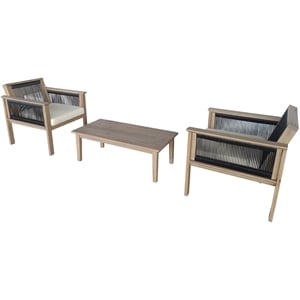 tk classics outdoor 3-pc acacia wood and wicker conversation set in beige/black