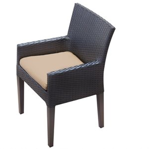 TKC Napa Wicker Patio Arm Dining Chairs in Wheat (Set of 2)