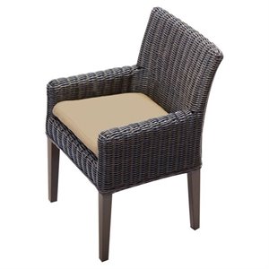 TKC Venice Wicker Patio Arm Dining Chairs in Wheat (Set of 2)