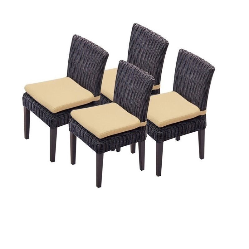 Tkc Venice Wicker Patio Dining Chairs In Sesame Set Of 4 Tkc094b Tkc Venice Wicker Patio Dining Chairs In Sesame Set Of 4