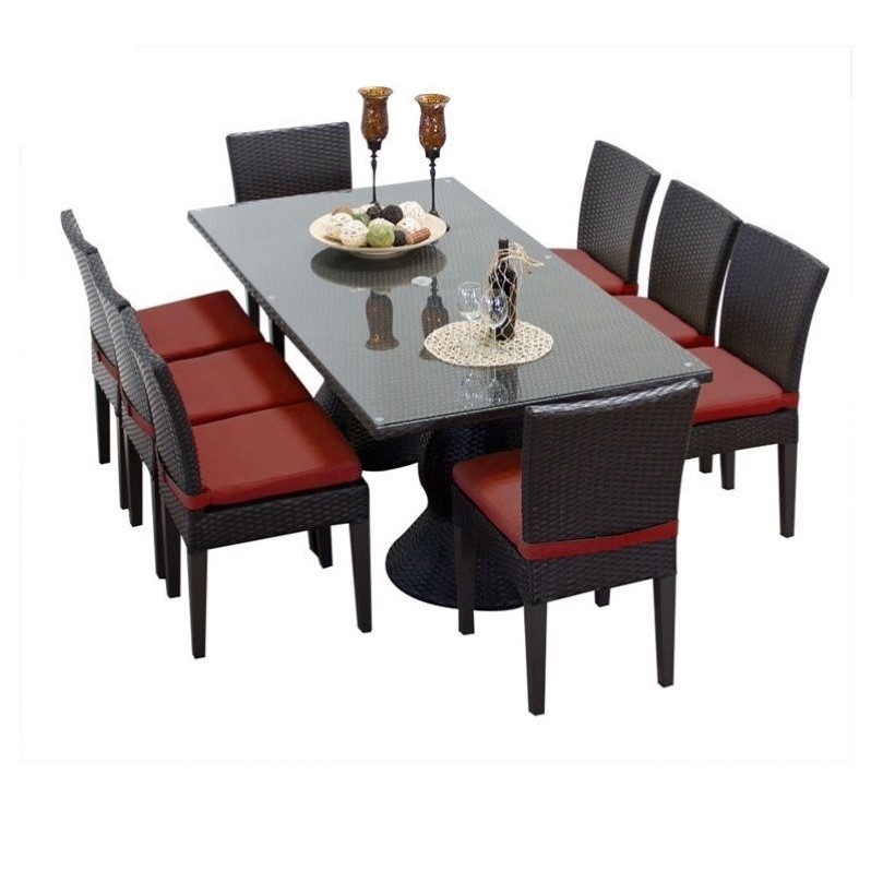 Tkc Napa 9 Piece Wicker Patio Dining Set In Terracotta Tkc Napa 9 Piece Wicker Patio Dining Set In Terracotta