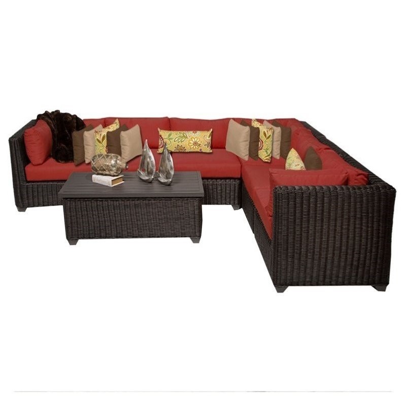 TK Classics Venice 7 Piece Outdoor Wicker Sofa Set 07b in Terracotta