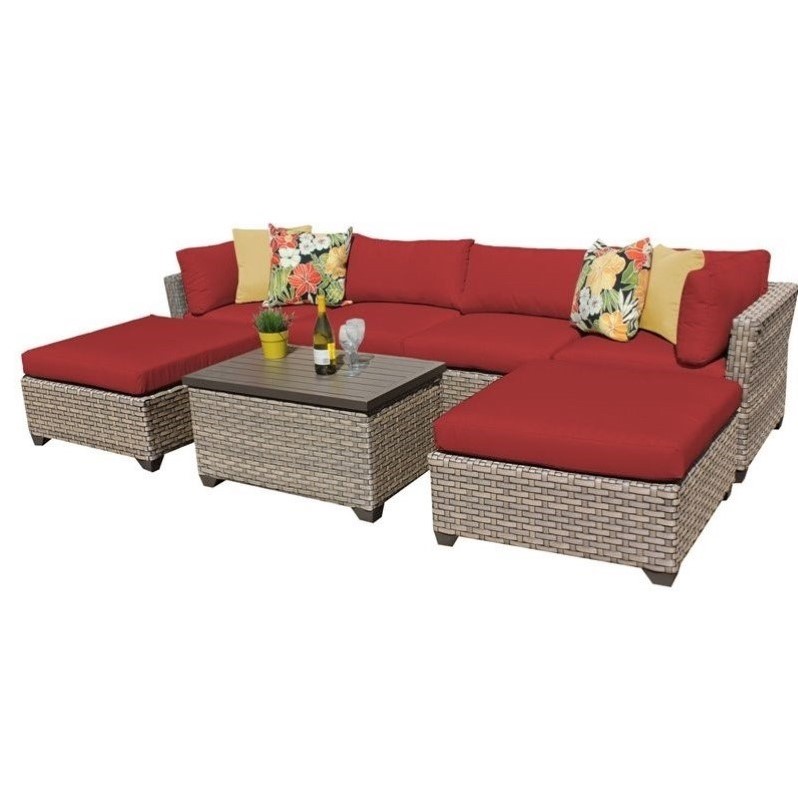 Tkc Monterey 7 Piece Outdoor Wicker Sofa Set In Terracotta Tkc Monterey 7 Piece Outdoor Wicker Sofa Set In Terracotta