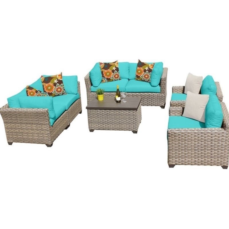 TK Classics Monterey 7 Piece Outdoor Wicker Sofa Set 07c in Aruba