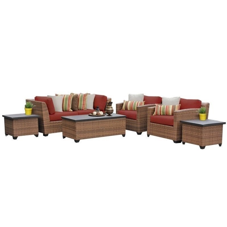 TK Classics Laguna 7 Piece Outdoor Wicker Sofa Set 07d in Terracotta ...