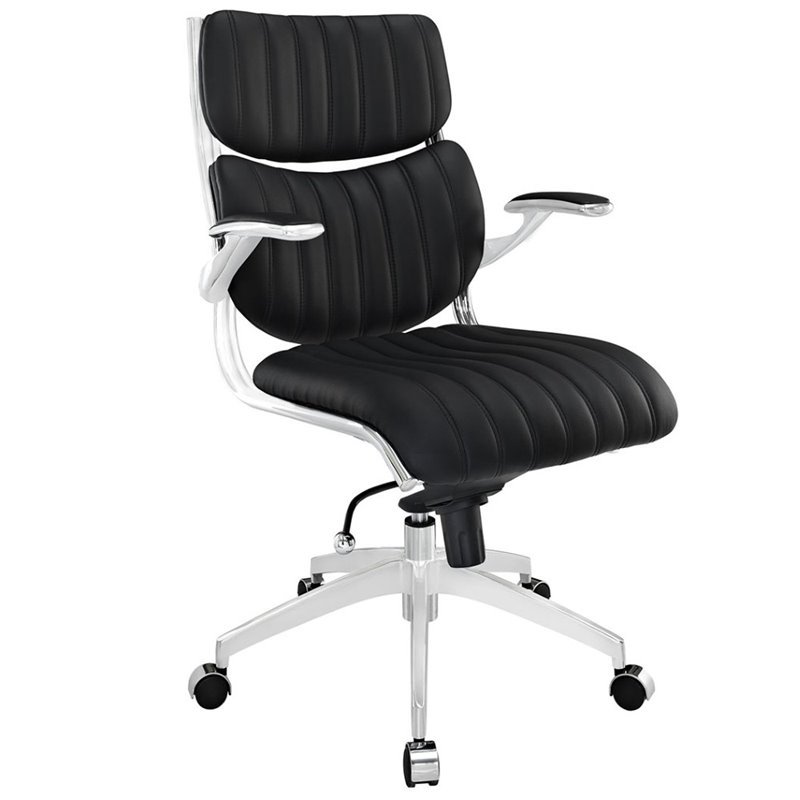 Modway Escape Faux Leather Swivel Office Chair in Black Cymax Business