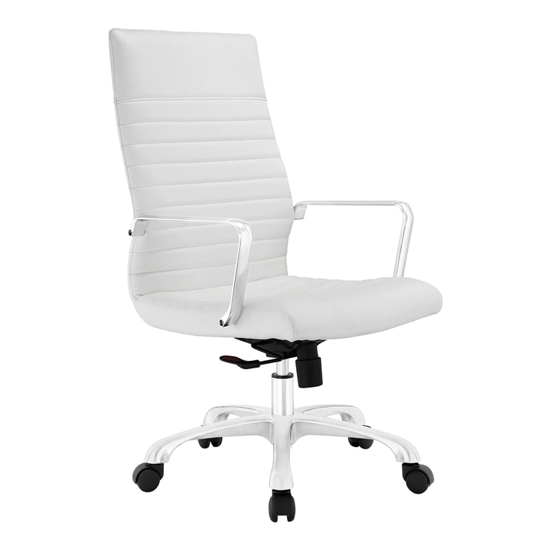 Modway Finesse High Back Modern Vinyl Office Chair in White Finish