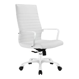 Modway Finesse High Back Modern Vinyl Office Chair in White Finish
