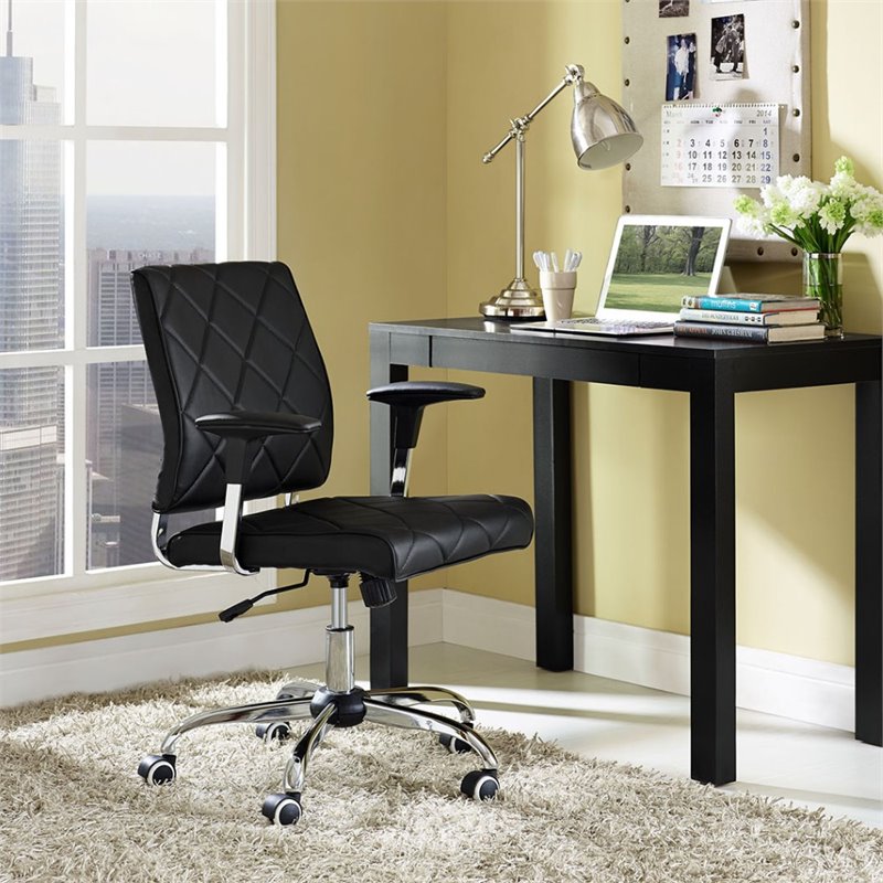 Modway Lattice Modern Vinyl Office Chair in Black and Chrome