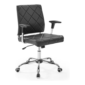 Modway Lattice Modern Vinyl Office Chair in Black and Chrome