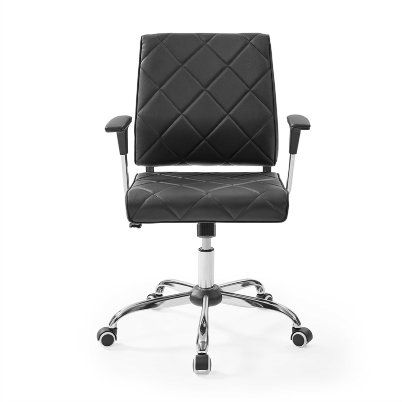 Modway Lattice Modern Vinyl Office Chair in Black and Chrome