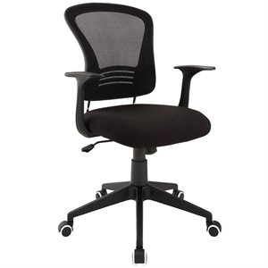 modway poise modern nylon plastic & mesh office chair in black