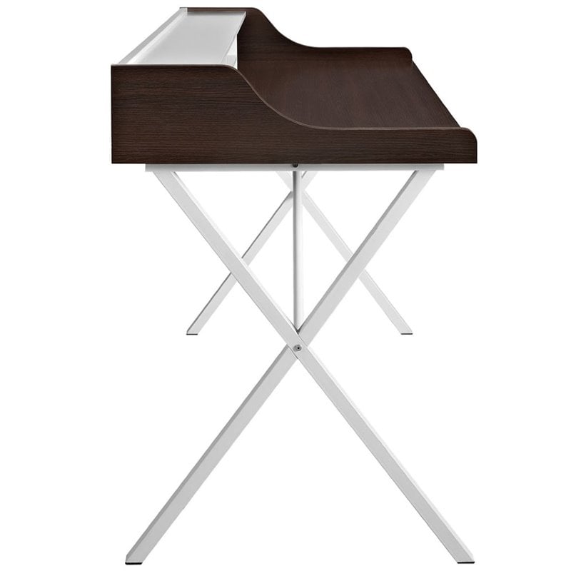 Modway Bin Modern Melamine & Metal Office Desk in Cherry Finish