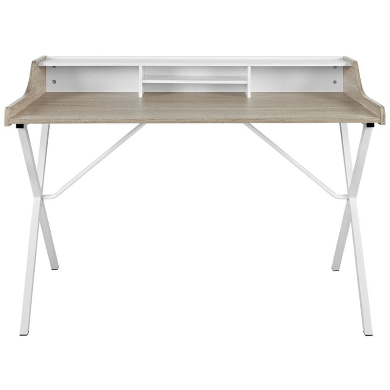 Modway Bin Modern Melamine & Metal Office Desk in Oak Finish