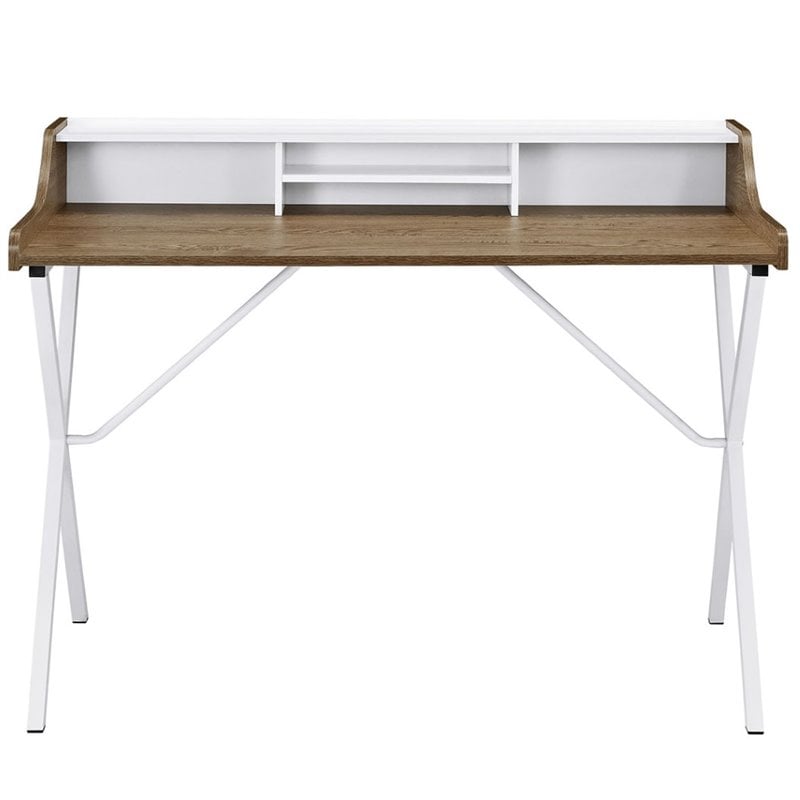 Modway Bin Modern Melamine & Metal Office Desk in Walnut Finish
