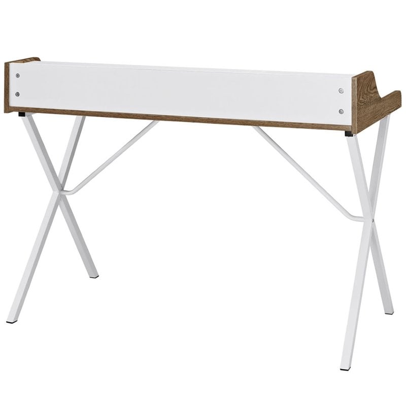 Modway Bin Modern Melamine & Metal Office Desk in Walnut Finish
