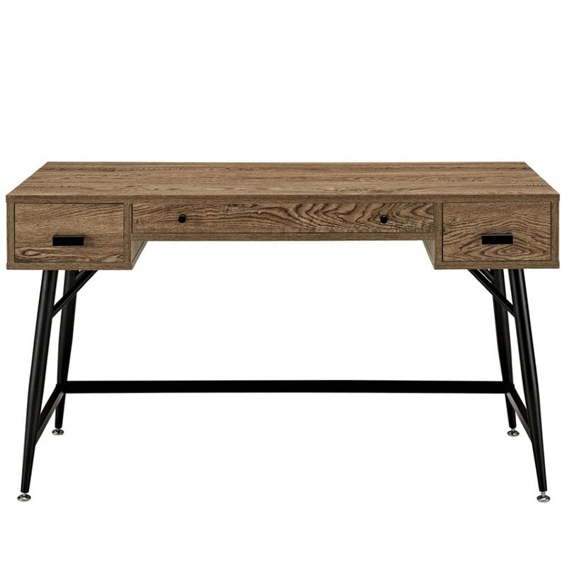 Modway Surplus Modern Wood & Steel Office Desk in Walnut/Black