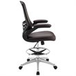Modway Attainment Modern Vinyl Drafting Chair in Brown Finish