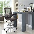 Modway Attainment Modern Vinyl Drafting Chair in Brown Finish