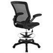 Modway Veer Modern Mesh Fabric & Metal Drafting Chair in Black