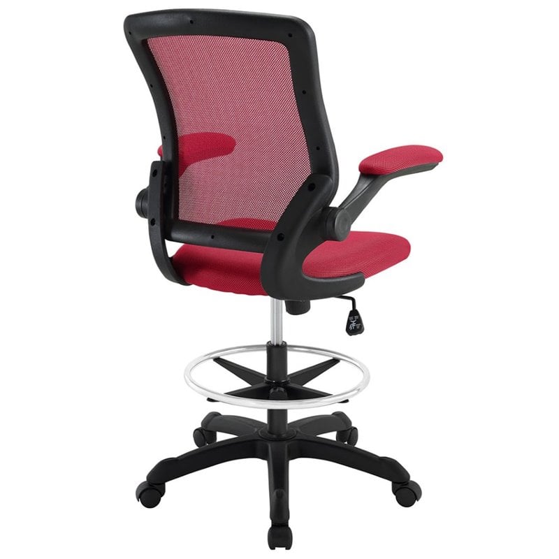 Modway Veer Modern Mesh Fabric & Metal Drafting Chair in Red